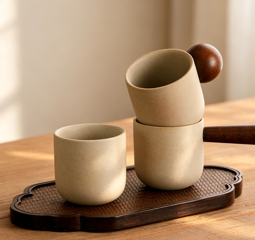 Wood Ball Coarse Clay Tea Cup