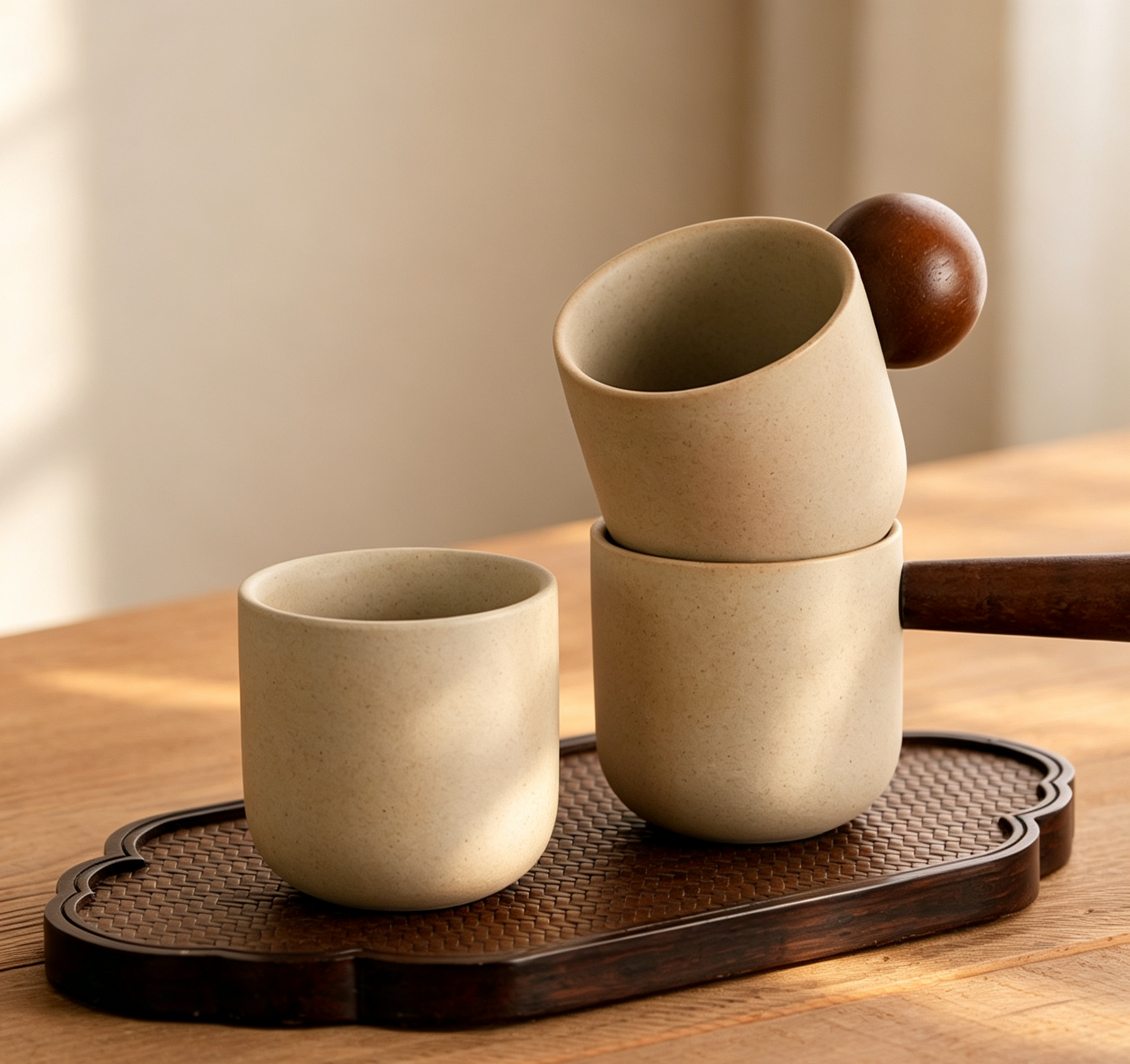 Wood Ball Coarse Clay Tea Cup
