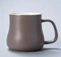 Matte Taupe Trapezoid Ceramic Mug with Bamboo Lid & Ceramic Spoon