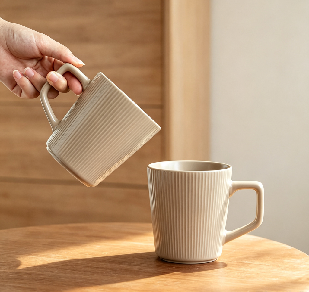 Matte Vertical Striped Ceramic Mug