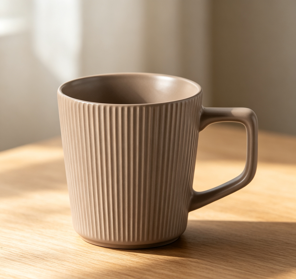 Matte Vertical Striped Ceramic Mug
