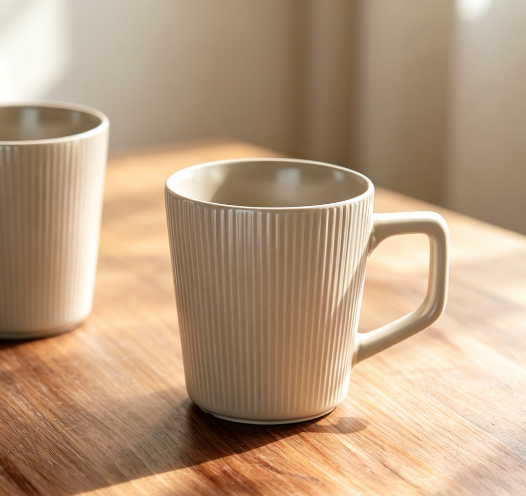 Matte Vertical Striped Ceramic Mug