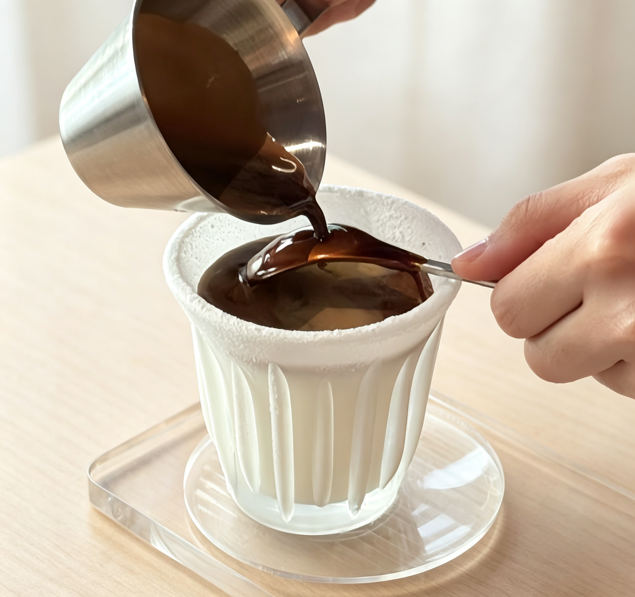 Vertical Strip Frosted Iced Coffee Glass Cup