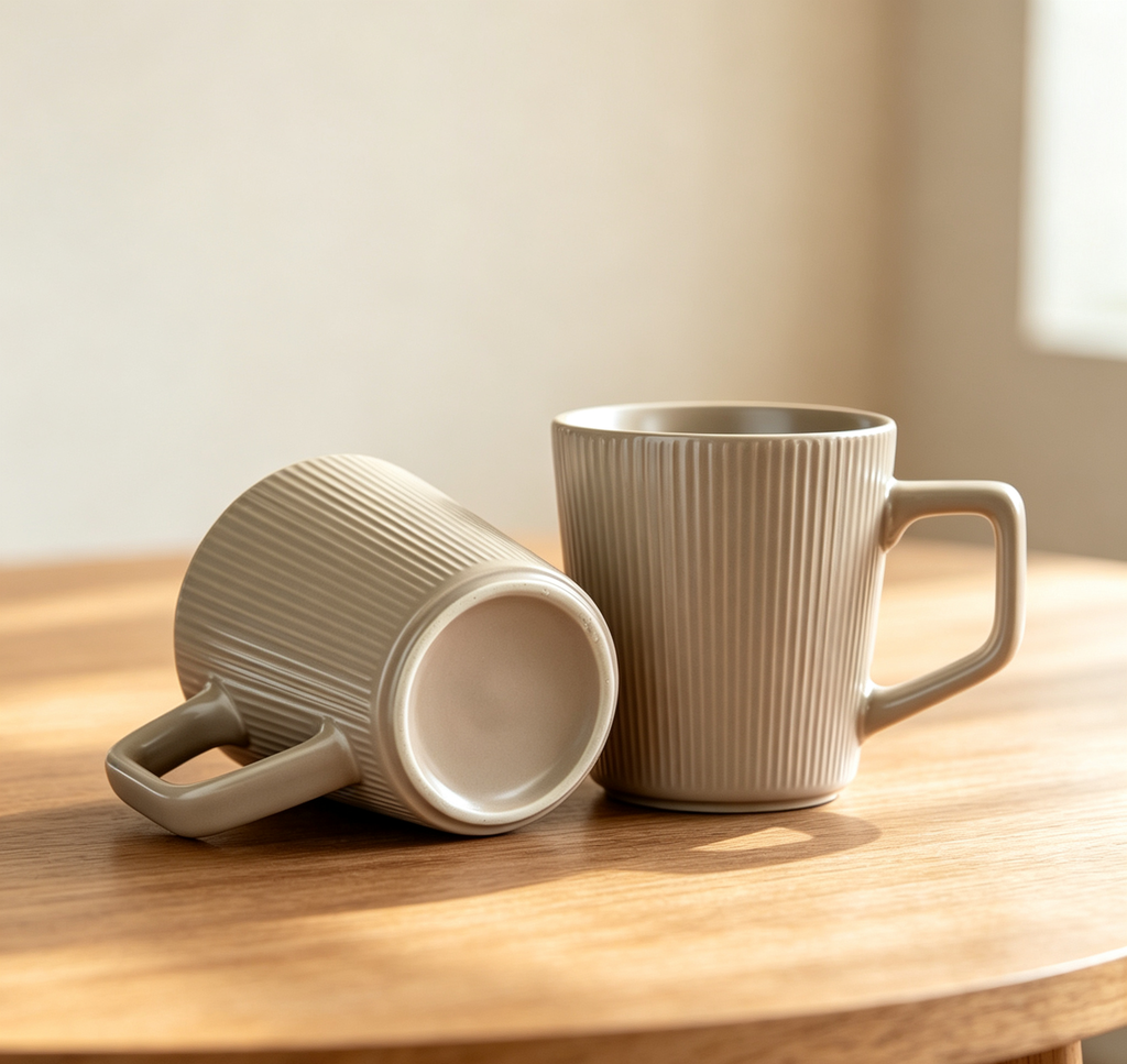 Matte Vertical Striped Ceramic Mug