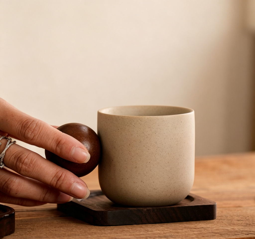 Wood Ball Coarse Clay Tea Cup