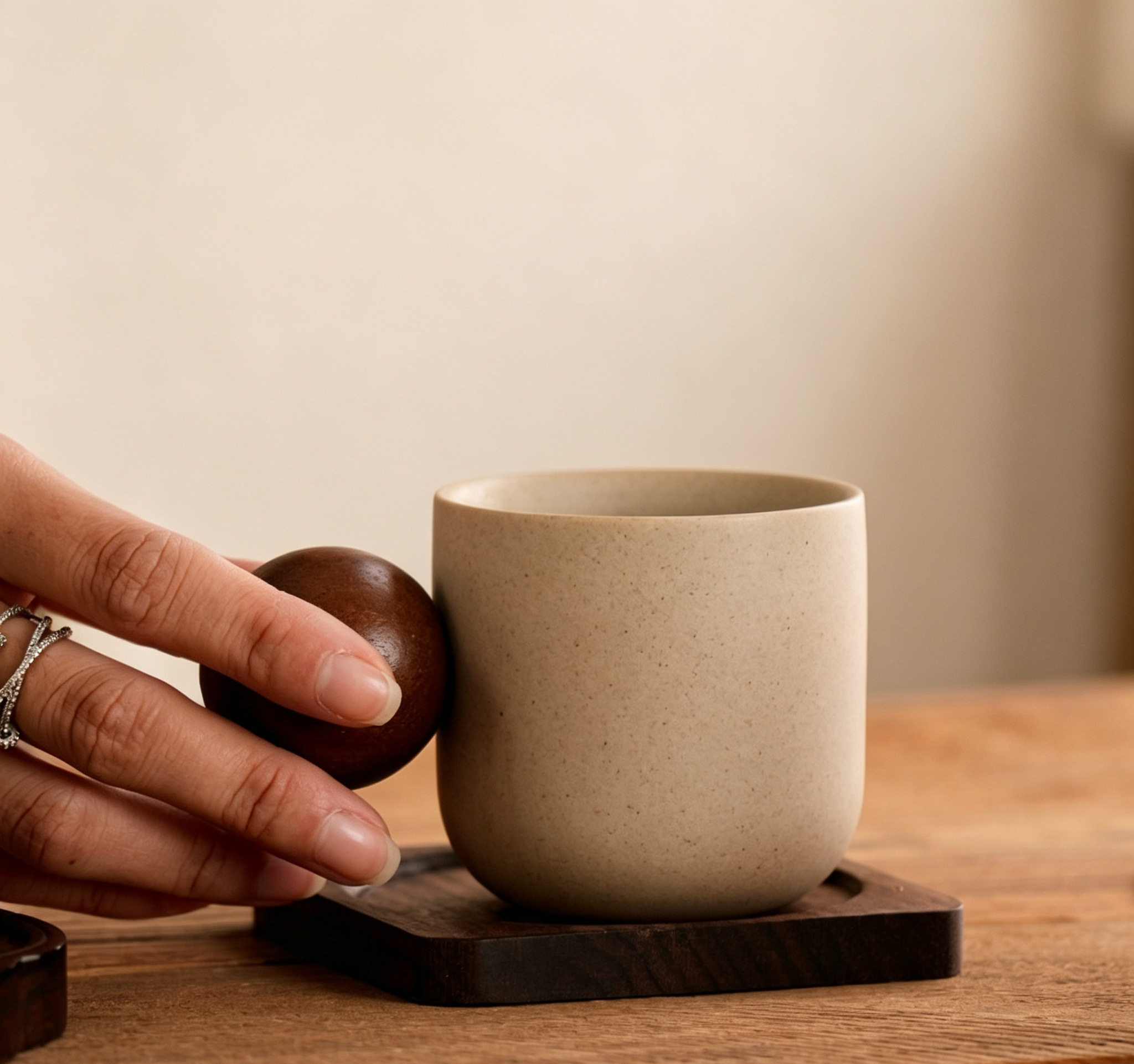 Wood Ball Coarse Clay Tea Cup