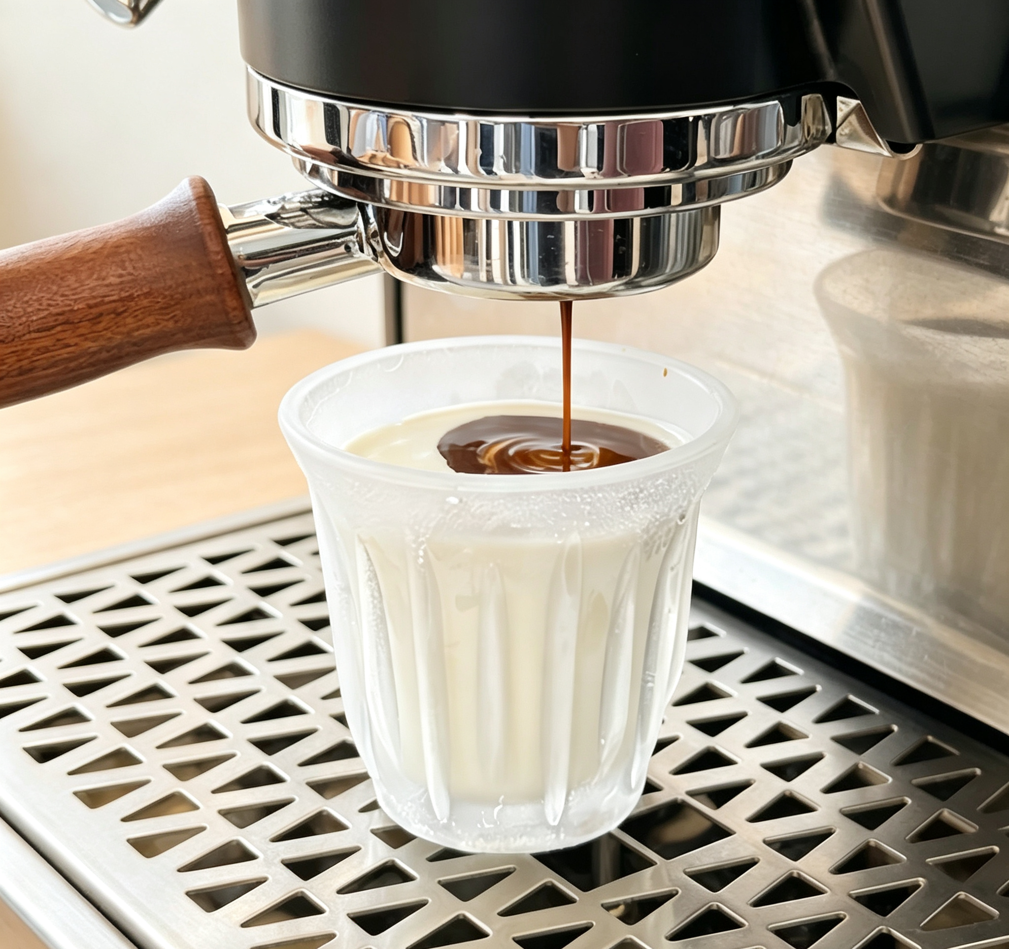 Vertical Strip Frosted Iced Coffee Glass Cup