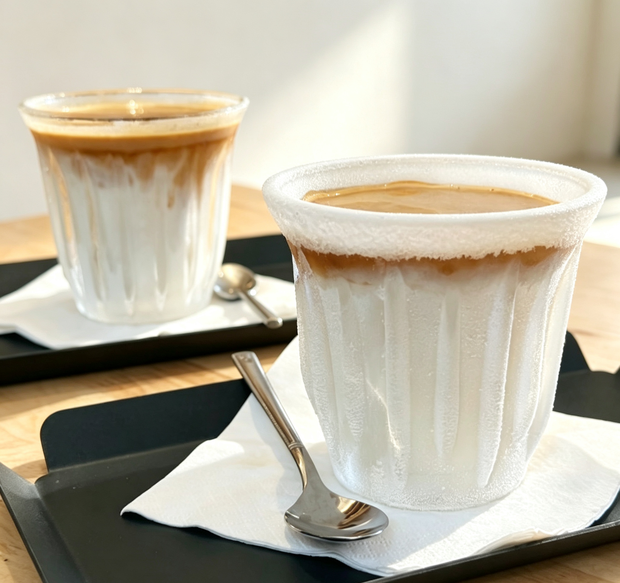 Vertical Strip Frosted Iced Coffee Glass Cup